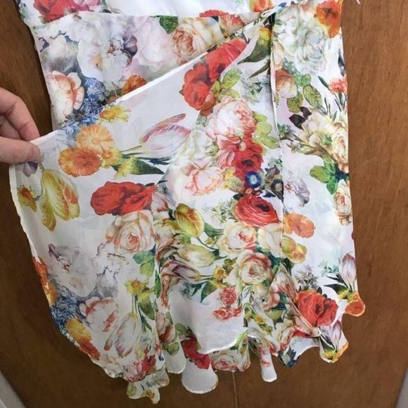 Sandra Darren Floral Faux Wrap V Neck Dress 10 - Picture 4 of 15